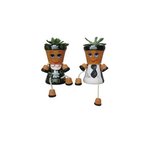 Vasos Bonecos Casal para Suculentas 17/9 Cm