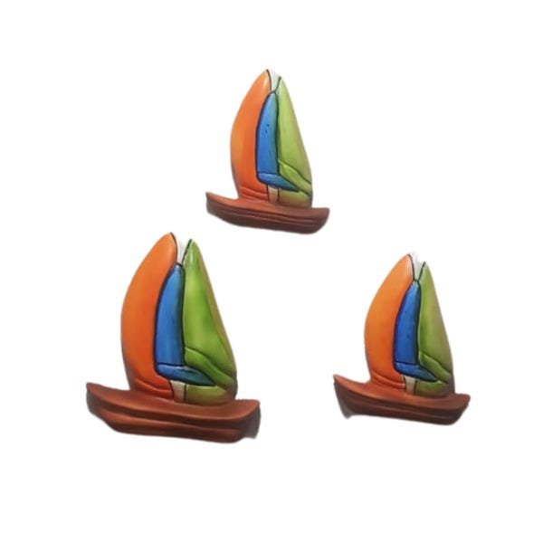 Conjunto De Barco De Cerâmica Para Parede 3 Peças - 4