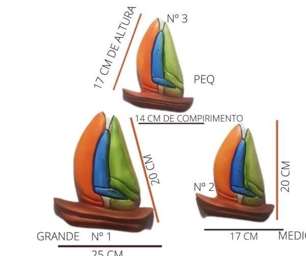 Conjunto De Barco De Cerâmica Para Parede 3 Peças - 2