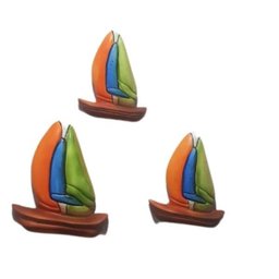 Conjunto De Barco De Cerâmica Para Parede 3 Peças - 3