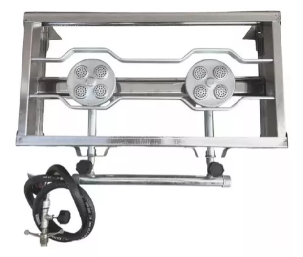 Fogão Fogareiro Inox Duas Bocas Camping Caminhão Portatilgás