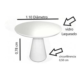 Mesa de Jantar Redonda Tampo De0,90 em Cone Off Witte - 2