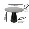 Mesa de Jantar Cone Redonda Preta com Vidro 0,90 - 2