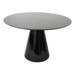 Mesa de Jantar Cone Redonda Preta com Vidro 0,90 - 1