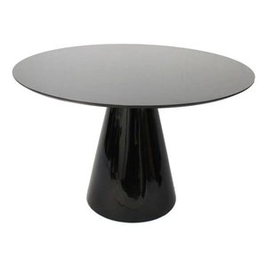 Mesa de Jantar Cone Redonda Preta com Vidro 0,90