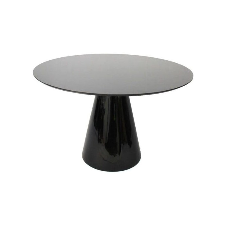 Mesa de Jantar Cone Redonda Preta com Vidro 0,90