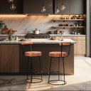 Ver imagem 1 de Conjunto 2 Banquetas Alta com Encosto para Cozinha Miami Marrom/Preto