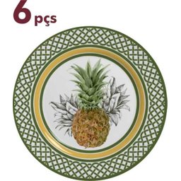 JOGO PRATO SOBREMESA 6 PEÇAS ABACAXI ALLEANZA PINEAPPLE - 2