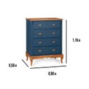 Ver imagem 3 de Cômoda Hanover 4 Gavetas Pés Luis Xv 116 X 90 X 50 Cm (a X L X P) - Cor Azul Petróleo/imbuia Glazer