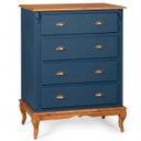 Ver imagem 1 de Cômoda Hanover 4 Gavetas Pés Luis Xv 116 X 90 X 50 Cm (a X L X P) - Cor Azul Petróleo/imbuia Glazer