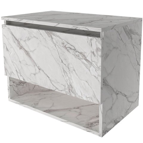 Gabinete de Banheiro 60 Cm 1 Porta e Nicho Valente Mármore Branco