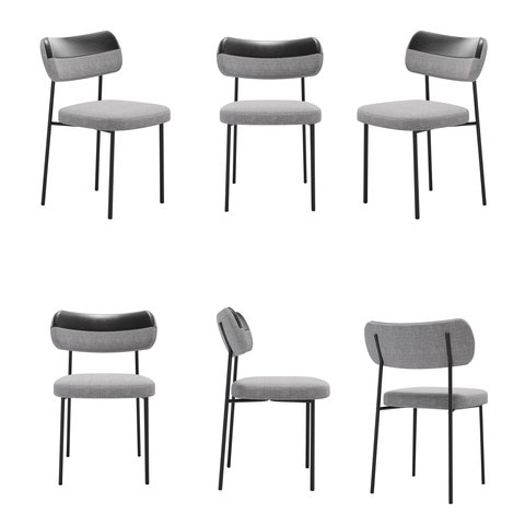 Kit 6 Cadeiras Estofadas para Sala de Jantar Mila Linho Cinza- Infanti Mobili