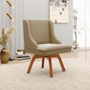 Ver imagem 2 de Kit 2 Cadeiras Decorativas Sala de Jantar Base Giratória de Madeira Firenze Suede Nude/Natural G19 -