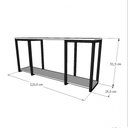 Ver imagem 2 de Prateleira Industrial Suspensa Estante Parede Nicho Branca Ferro e Madeira Suporte Pratileira