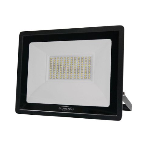 Refletor Blumenau de Led Slim 100w Preto Bivolt 6500k Luz Fria