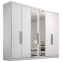 Ver imagem 1 de Guarda Roupa Casal Rizon 6 Portas de Bater 6 Gavetas 100% MDF com Espelho Neve Móveis Novo