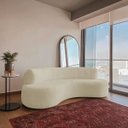 Ver imagem 4 de Sofá Curvo 3 Lugares Amsterdã 200cm Bouclé - Doce Sonho Móveis Bege