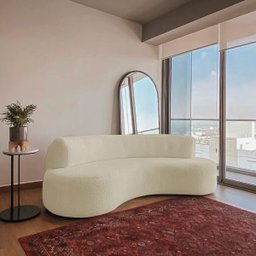 Sofá Curvo 3 Lugares Amsterdã 200cm Bouclé - Doce Sonho Móveis Bege - 4