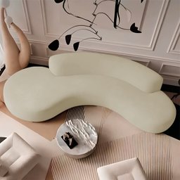 Sofá Curvo 3 Lugares Amsterdã 200cm Bouclé - Doce Sonho Móveis Bege - 5