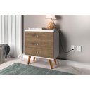 Ver imagem 1 de Criado Mesa De Cabeceira Com 3 Gavetas Pés Palito Retrô Em Madeira Maciça – J&A MÓVEIS:Off White/Jeq