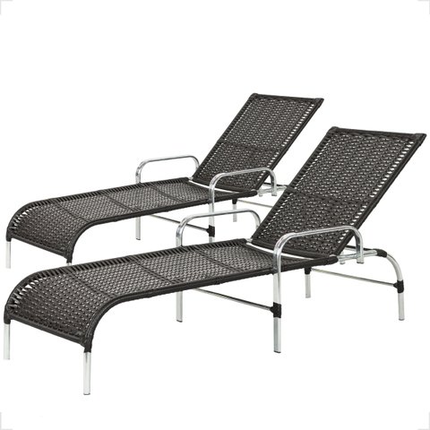 2 Espreguiçadeiras Catar Alumínio Piscina Praia Jardim:preto
