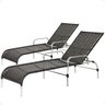 2 Espreguiçadeiras Catar Alumínio Piscina Praia Jardim:preto - 1