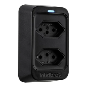 Tomada Dupla Protetor Elétrico contra Surtos Intelbras Eps 302 Bivolt Preto
