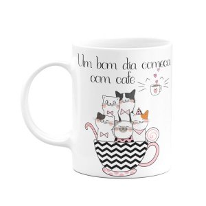 Caneca Gato - Bom Dia com Café e Meow