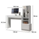 Ver imagem 3 de Escrivaninha Office Lion Branco Liso Fosco