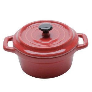 Mini Cacarola Porcelana BLACK LID Vermelho 13CM BON Gourmet 35533