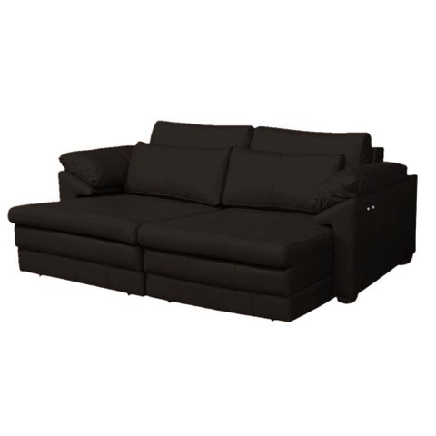 Sofá Decorativo Sala de Estar Marselha Retrátil Elétrico 3 Lugares 215cm Couro Marrom - Mozzelar