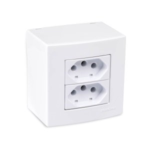 Conj Caixa Sobrepor 2 Tomadas 20a 75x75 Br Sleek Margirius Cor:branco