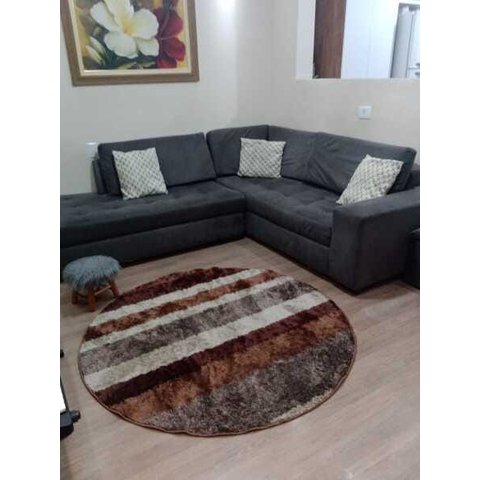 Tapete Sala, Quarto 1,50x1,50 Redondo Pelo Macio Capucino