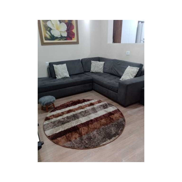Tapete Sala, Quarto 1,50x1,50 Redondo Pelo Macio Capucino