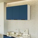 Ver imagem 1 de Armário de Cozinha Aéreo Meena 120x66cm com 3 Portas Branco/Azul 250015