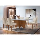 Ver imagem 1 de Sala de Jantar Mesa Evora 180 Mdf Vidro Canto Reto com 6 Cadeiras Grecia Rufato