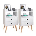 Ver imagem 1 de Kit 2 Mesas de Cabeceira Mesinhas Quarto com Nicho e Gavetas Retrô Dream Plus - Branco - Lojas Rpm