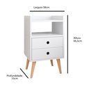 Ver imagem 5 de Kit 2 Mesas de Cabeceira Mesinhas Quarto com Nicho e Gavetas Retrô Dream Plus - Branco - Lojas Rpm