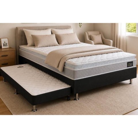 Cama Box c/Aux Crc Casal +Colchão Ortopédico Magnum Hellen -