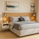 Ver imagem 1 de Cabeceira Cross para Cama Box Casal com 2 Criados Suspenso Quarto Luxo - Movelove