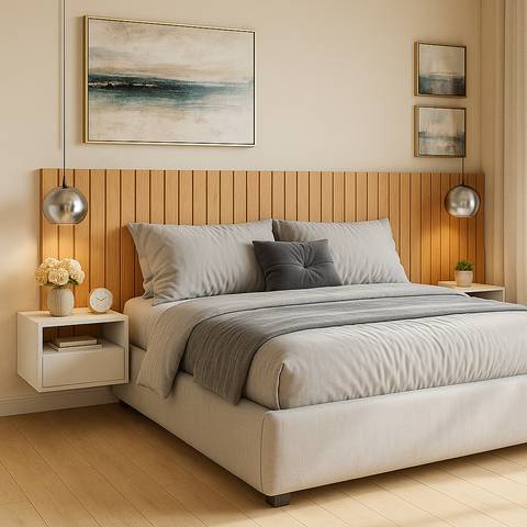 Cabeceira Cross para Cama Box Casal com 2 Criados Suspenso Quarto Luxo - Movelove