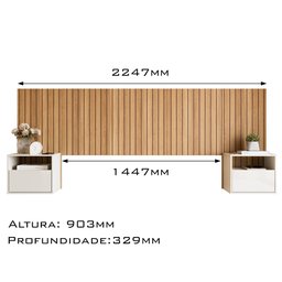 Cabeceira Cross para Cama Box Casal com 2 Criados Suspenso Quarto Luxo - Movelove - 5