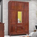 Ver imagem 1 de Guarda-Roupa Solteiro Paris 8 Portas 3 Gavetas com Espelho Mogano 365 - Lanes