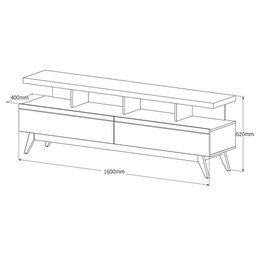 Rack Para Sala TV 60 Polegadas Vivare Wood 1.6:OFF WHITE FREIJO - 6