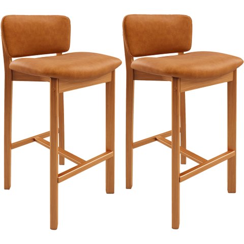Kit 02 Banquetas Alta para Cozinha Sala de Jantar Bar Dara L02 Couríssimo Canela - Lyam Decor