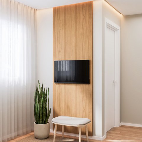 Painel Liso para TV 32 Polegadas Planejado 80x250cm Aruá CabeCasa MadeiraOriginals Marrom/Jatobá