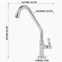 Ver imagem 3 de Torneira de Cozinha Bica Móvel Mesa C70 3/4"