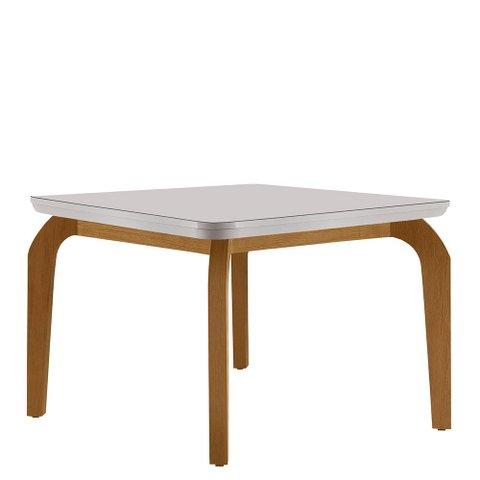 Mesa Sala de Jantar Liz 120cm em Mdf e Vidro com Canto Copo