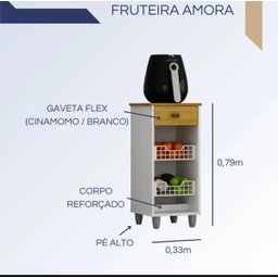 Fruteira Amora Compacta Gavetas Flex e com Pés Reguláveis - Chf Móveis - 3