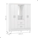 Ver imagem 5 de Conjunto de Guarda Roupa e Cômoda Lago da Aurora 4 Portas 6 Gavetas Branco Demóbile
